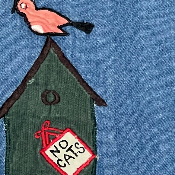 VTG 80s Country Wear Denim Patchwork Butterfly Shirt Size 8 S or M Bird Watcher - Picture 7 of 12